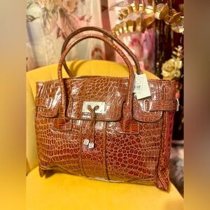 Crocodile-Embossed Animal Patent Women's HandBag